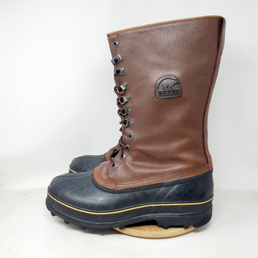 Sorel Boots Men 13 Maverick Brown Leather Winter Waterproof Tall Duck Shoes